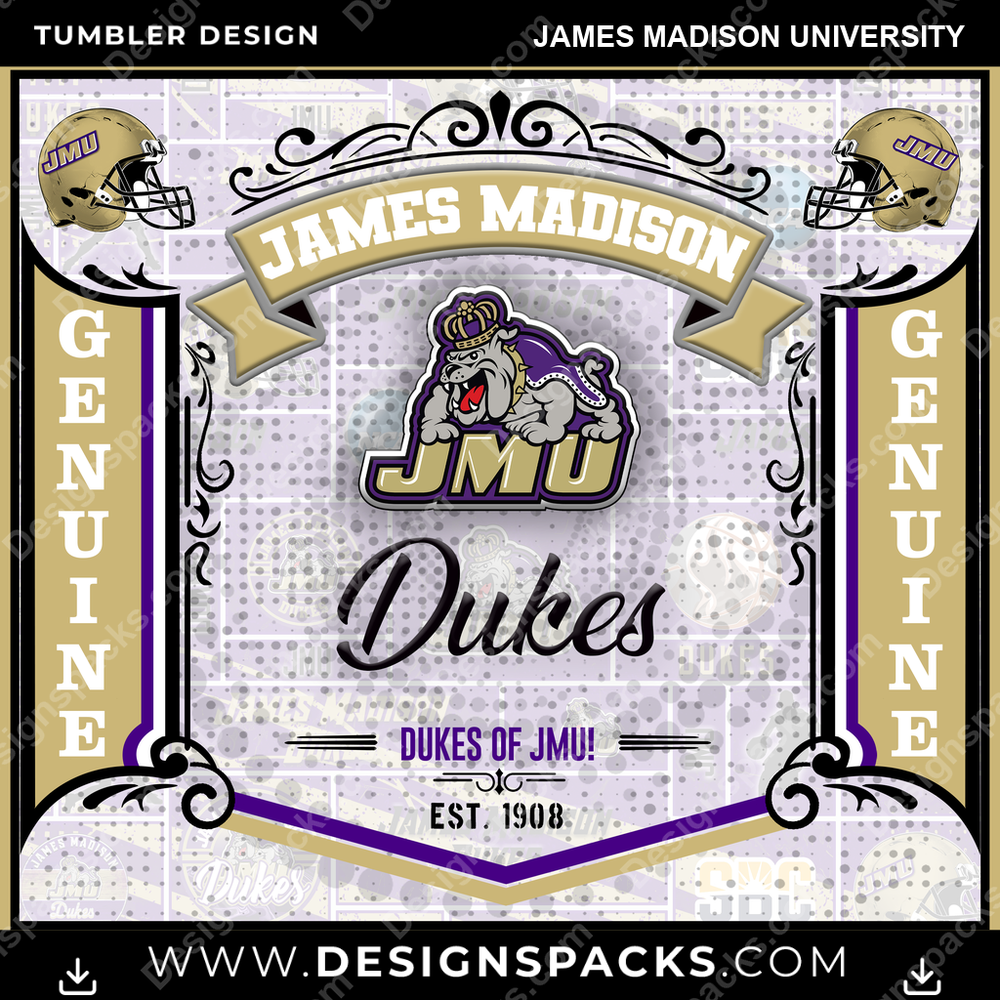 College Sport Bud James Madison University NCAA College Sport Tumbler Digital Wrap Design Download
