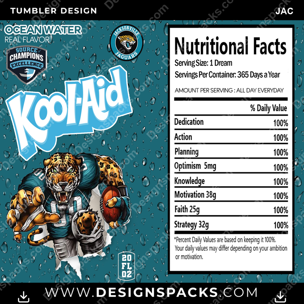 Football Kool-Aid JAC Tumbler Digital Wrap Design