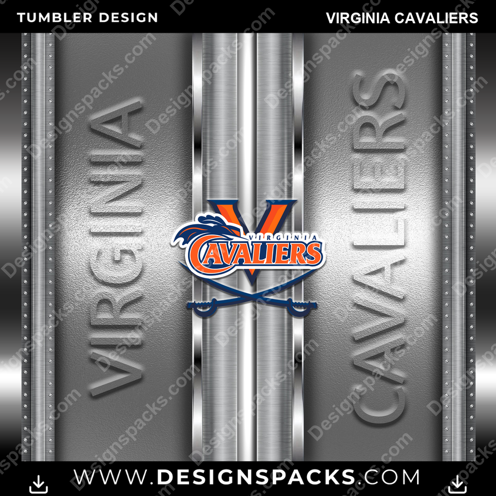 College Sport Metallic Virginia Cavaliers NCAA College Sport Tumbler Digital Wrap Design Download