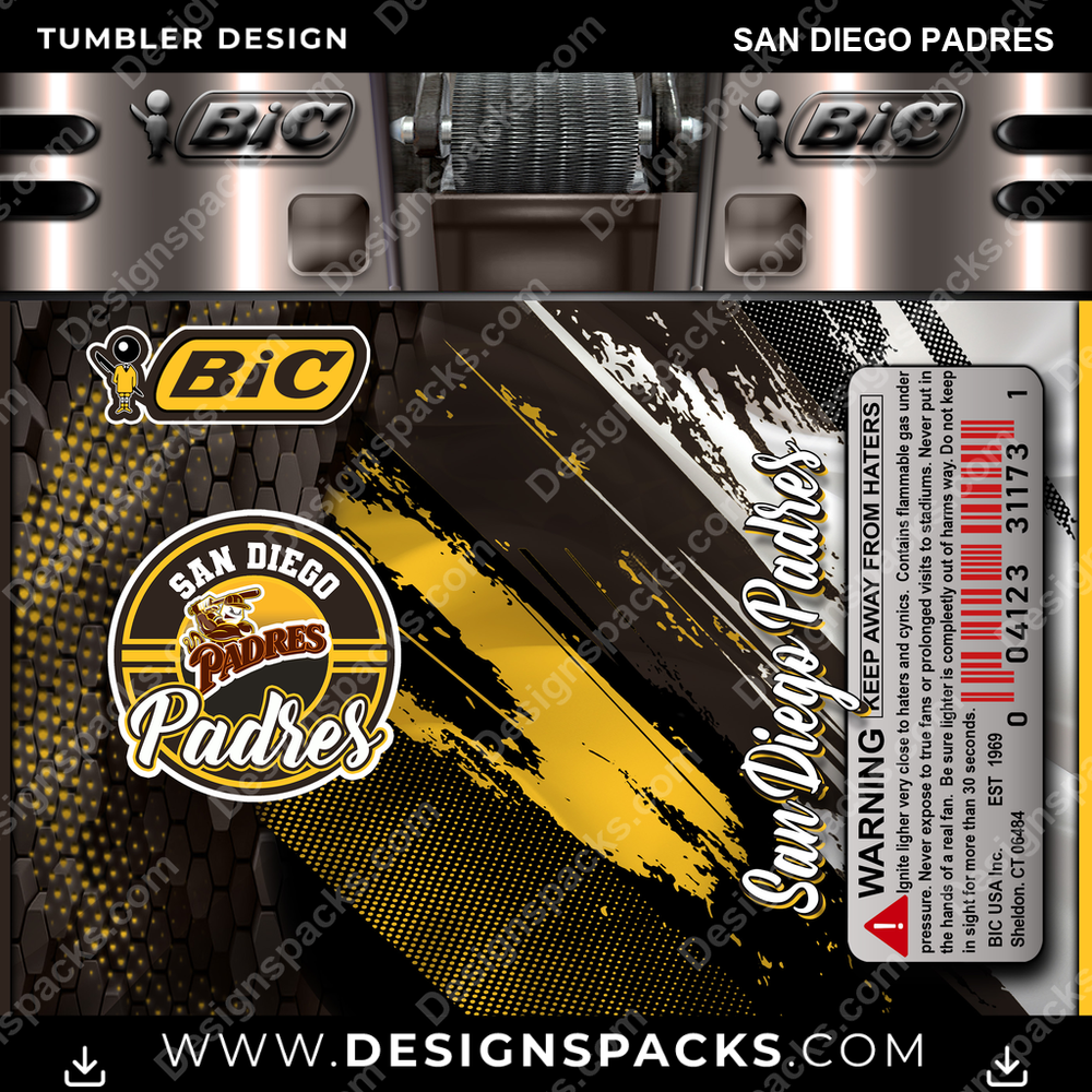 Baseball BIC Feuerzeug San Diego Padres Trinkbecher Digitales Wrap-Design