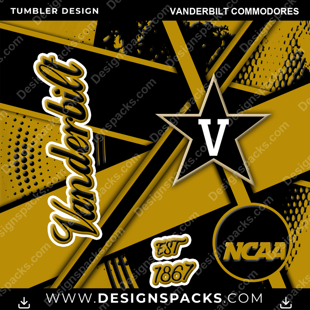 College Sport Team Sport Vanderbilt Commodores NCAA College Sport Tumbler Digital Wrap Design Download