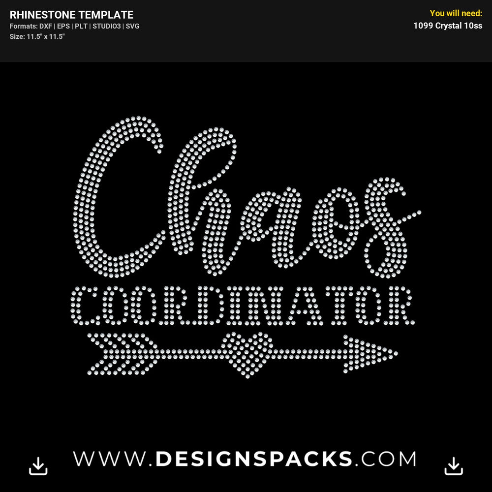 Chaos Coordinator Arrow Heart Rhinestone Digital Template