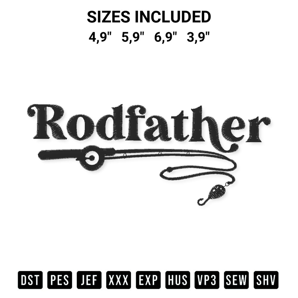 Download the Rodfather Logo Embroidery Design machine embroidery design exclusively at Designspacks.com. Premium digitized pattern for apparel and DIY crafts. Available sizes: 4,9", 5,9", 6,9", 3,9".