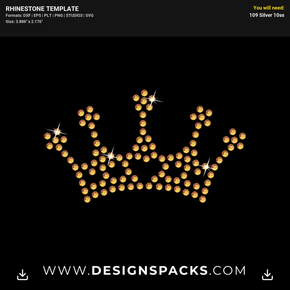Mini Crown Heart Princess Rhinestone Digital Template