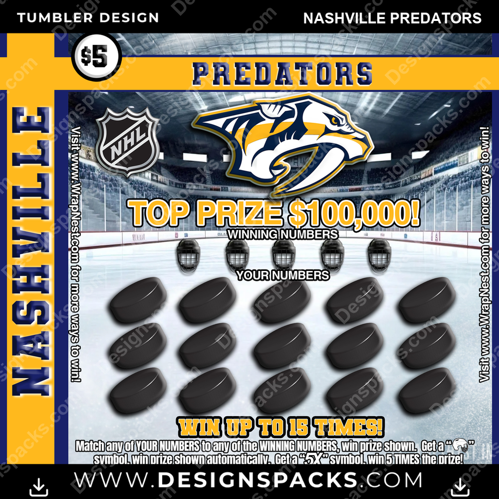 Ice Hockey Lottery Ticket Nashville Predators Tumbler Digital Wrap Design