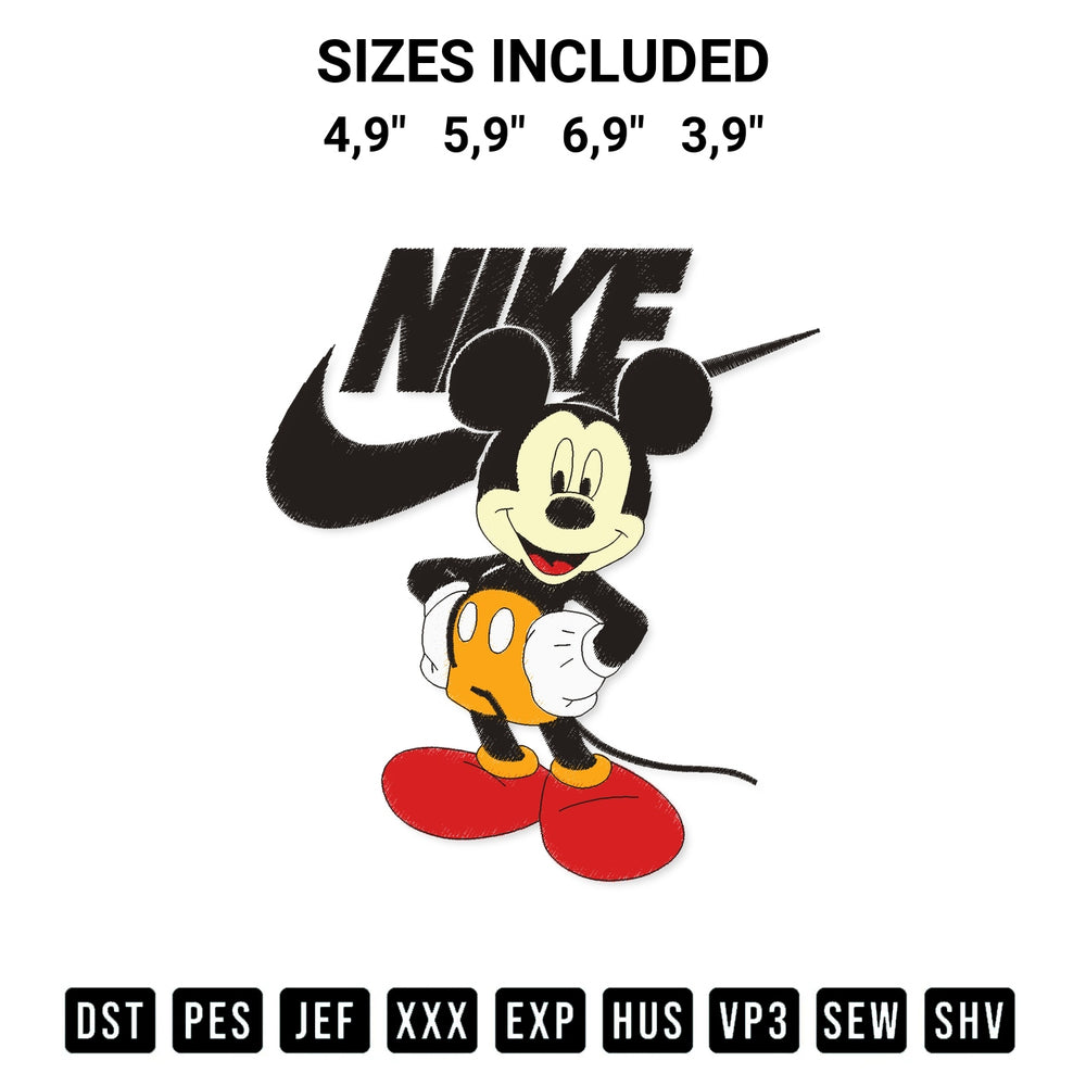 Elevate your next project with our Nike Micky Mouse Logo Embroidery Design embroidery file. Shop high-quality digital patterns instantly at Designspacks.com. Available sizes: 4,9", 5,9", 6,9", 3,9".