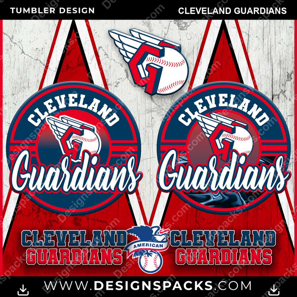 Baseball Sports Cleveland Guardians Tumbler Digital Wrap Design