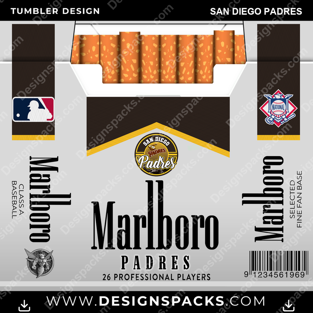 Baseball Marlboro San Diego Padres Tumbler Digital Wrap Design