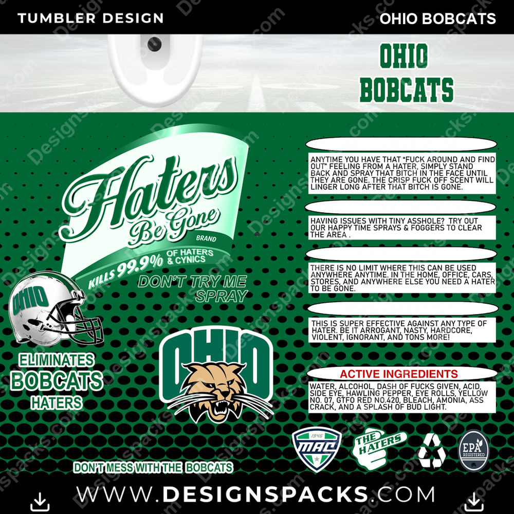 College Sport Haters Be Gone Ohio Bobcats NCAA College Sport Tumbler Digital Wrap Design Download