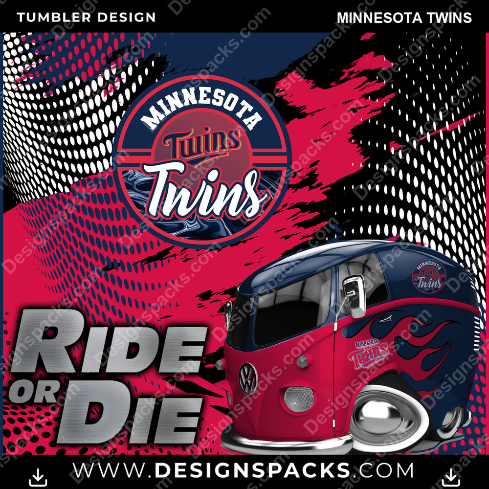 Baseball Ride or Die Minnesota Twins MLB Tumbler Digital Wrap Design Download