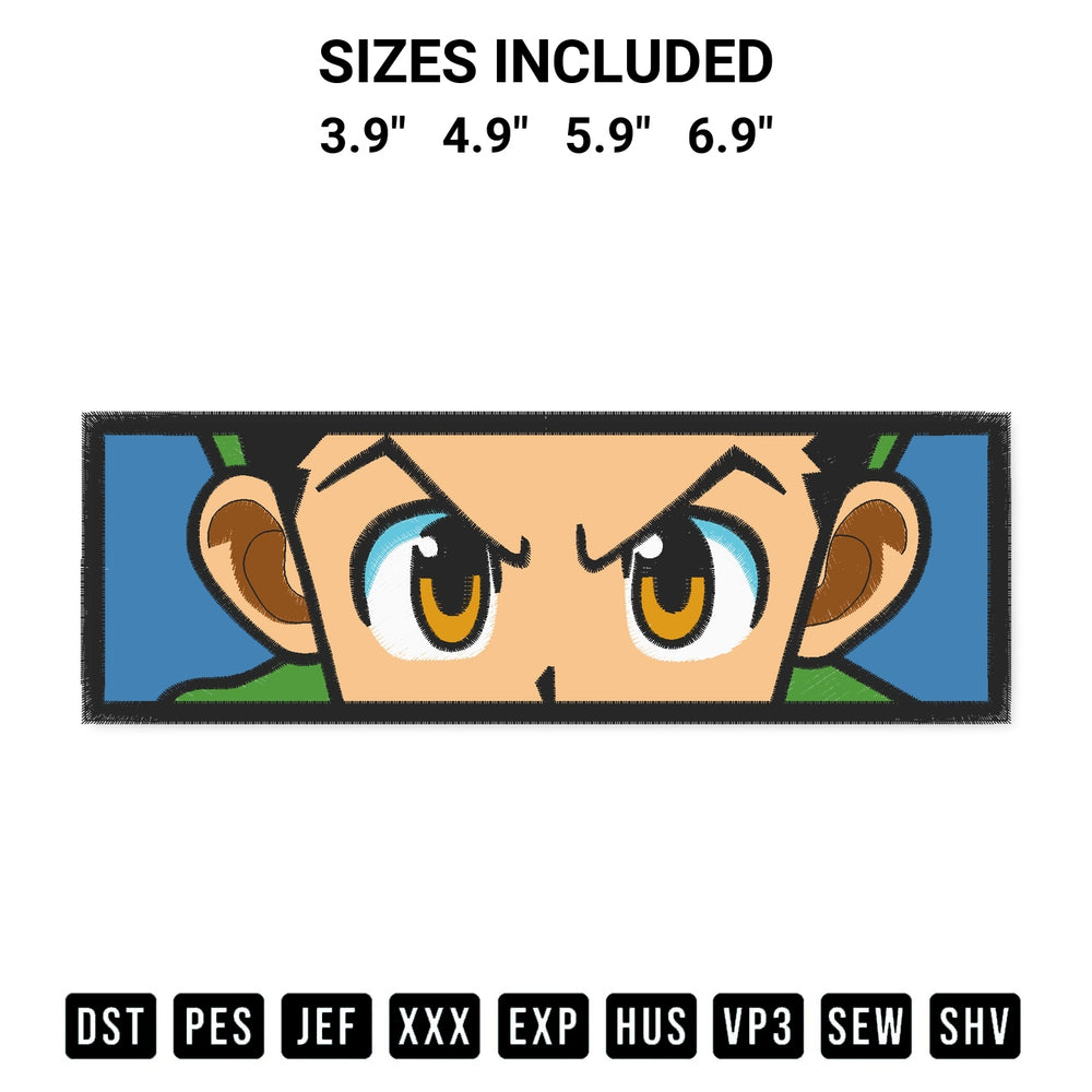 Download the Gon Freecss Eyes Embroidery Design machine embroidery design exclusively at Designspacks.com. Premium digitized pattern for apparel and DIY crafts. Available sizes: 3.9", 4.9", 5.9", 6.9".