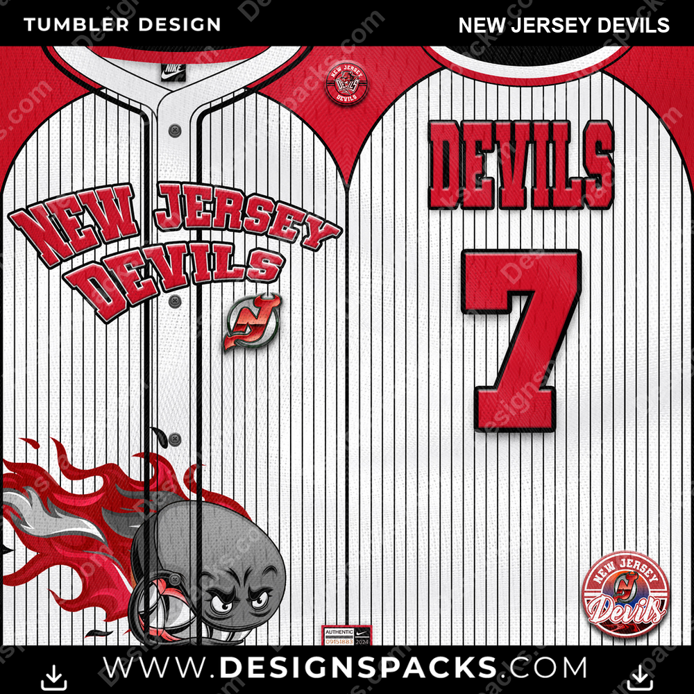 Ice Hockey Team Button-Up Jersey New Jersey Devils Tumbler Digital Wrap Design