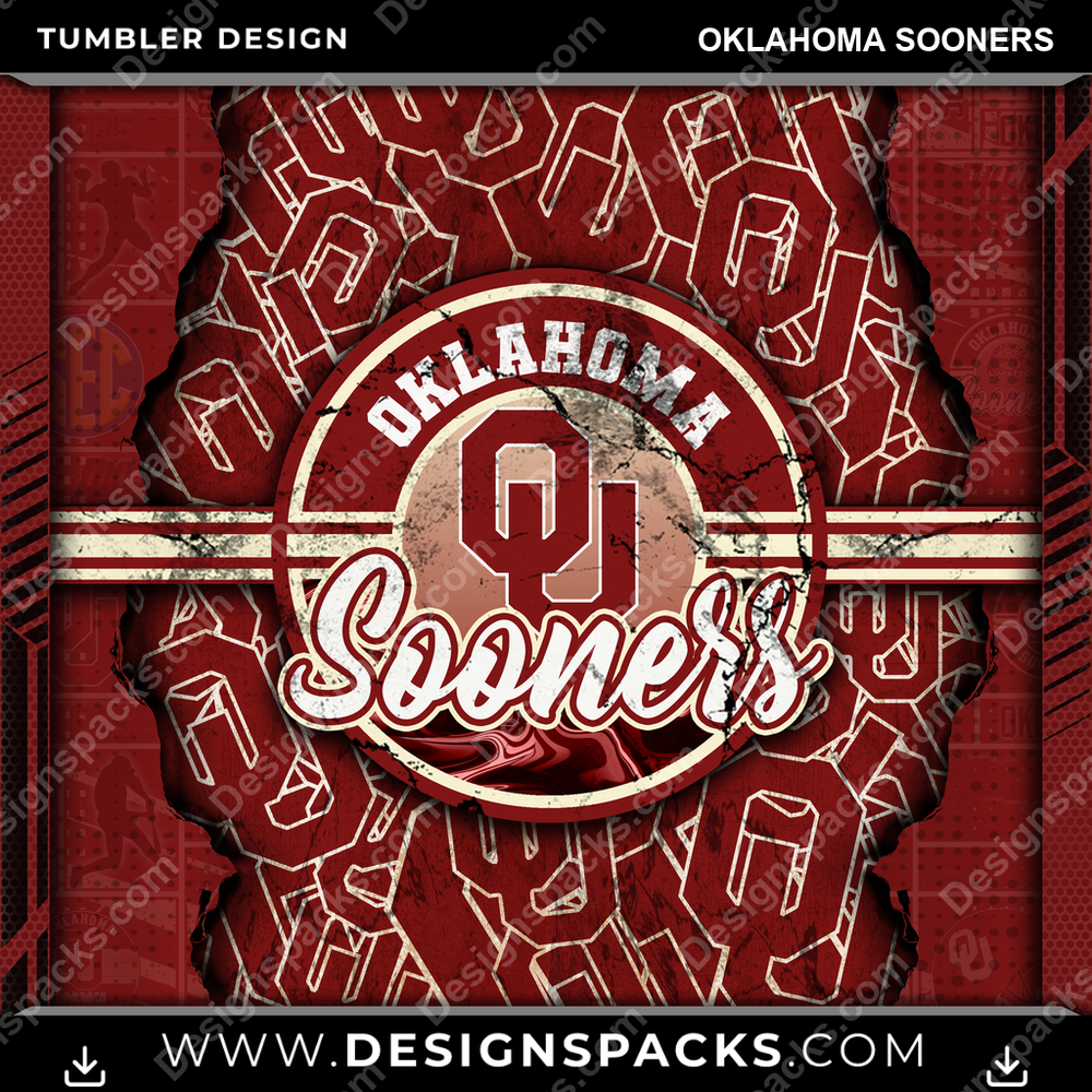 College Sport Ripped Oklahoma Sooners NCAA College Sport Tumbler Digital Wrap Design Download