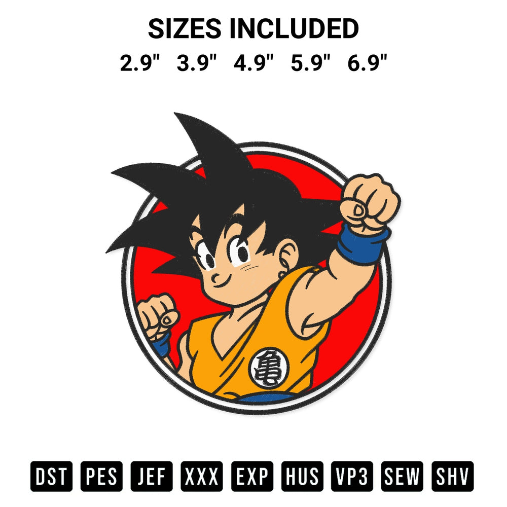 Get the Kid Goku Dragon Ball Embroidery Design embroidery design for your custom crafts! Premium digitized files available for instant download at Designspacks.com. Available sizes: 2.9", 3.9", 4.9", 5.9", 6.9".