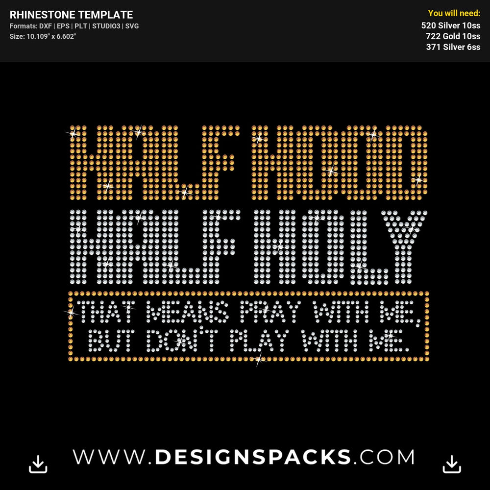 Half Hood And Holy Design Rhinestone Digital Template