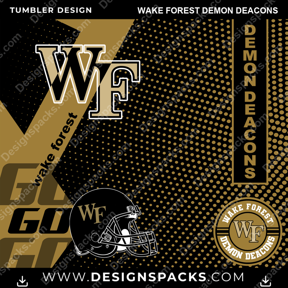 College Sport GO Wake Forest Demon Deacons Tumbler Digital Wrap Design