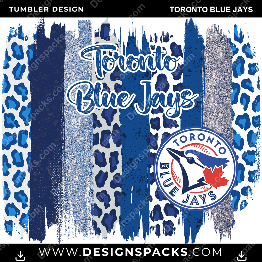 Baseball Brush Strokes Toronto Blue Jays Tumbler Digital Wrap Design