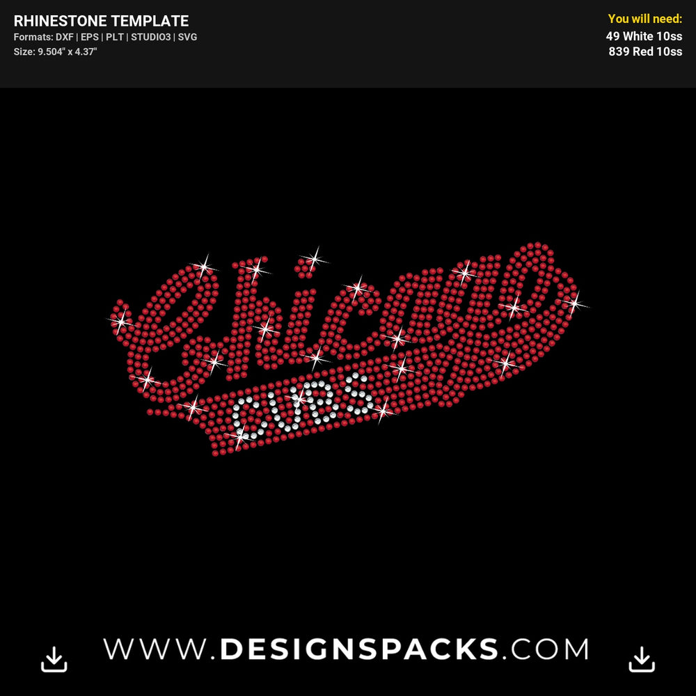 Chicago Cubs Rhinestone Digital Template