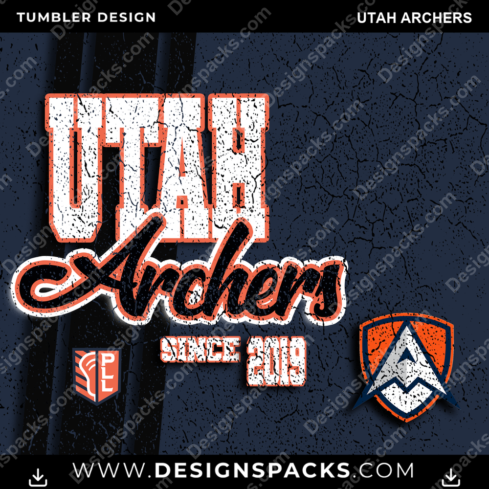 Lacrosse Grunge Utah Archers Tumbler Digital Wrap Design