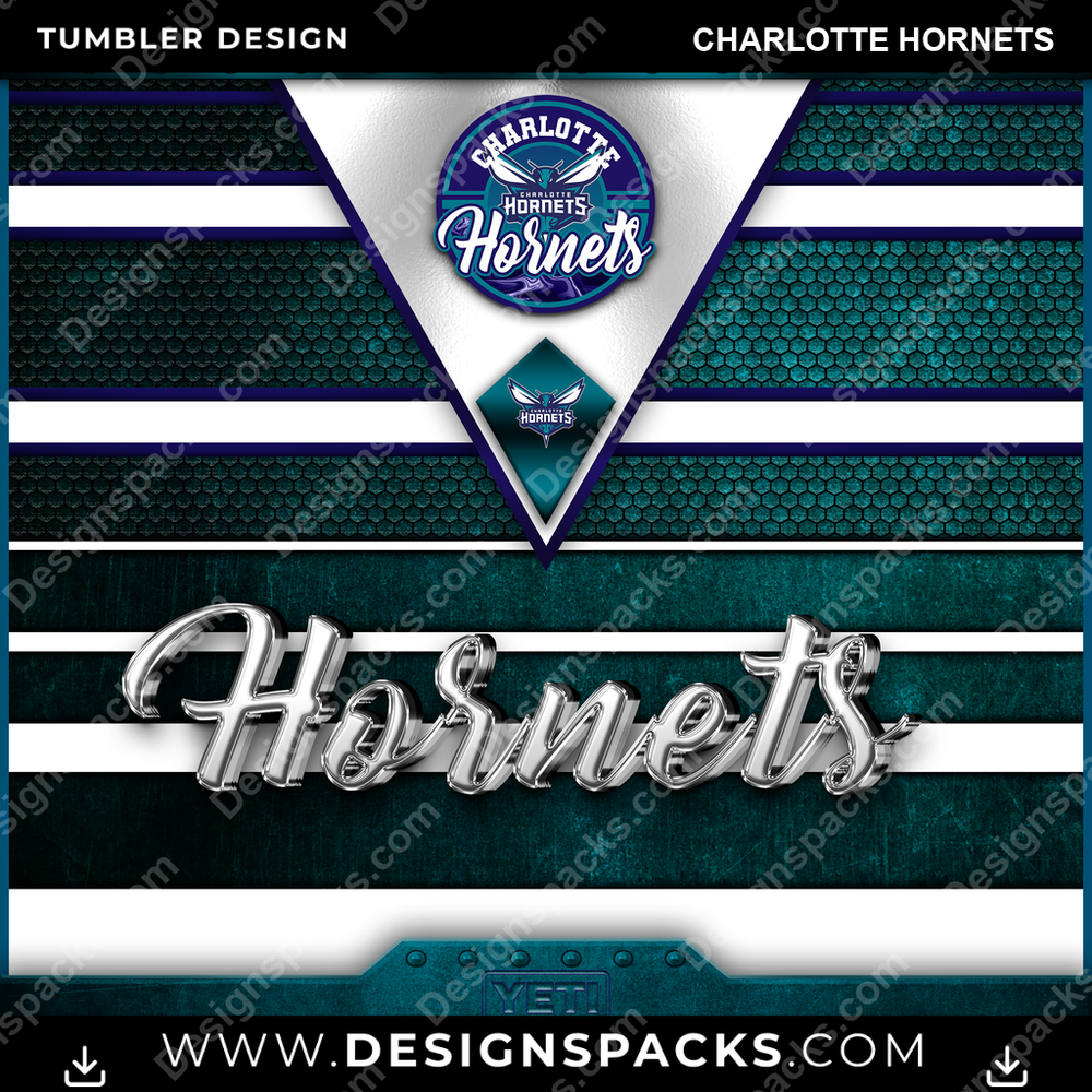 Basketball YETI Charlotte Hornets Tumbler Digital Wrap Design