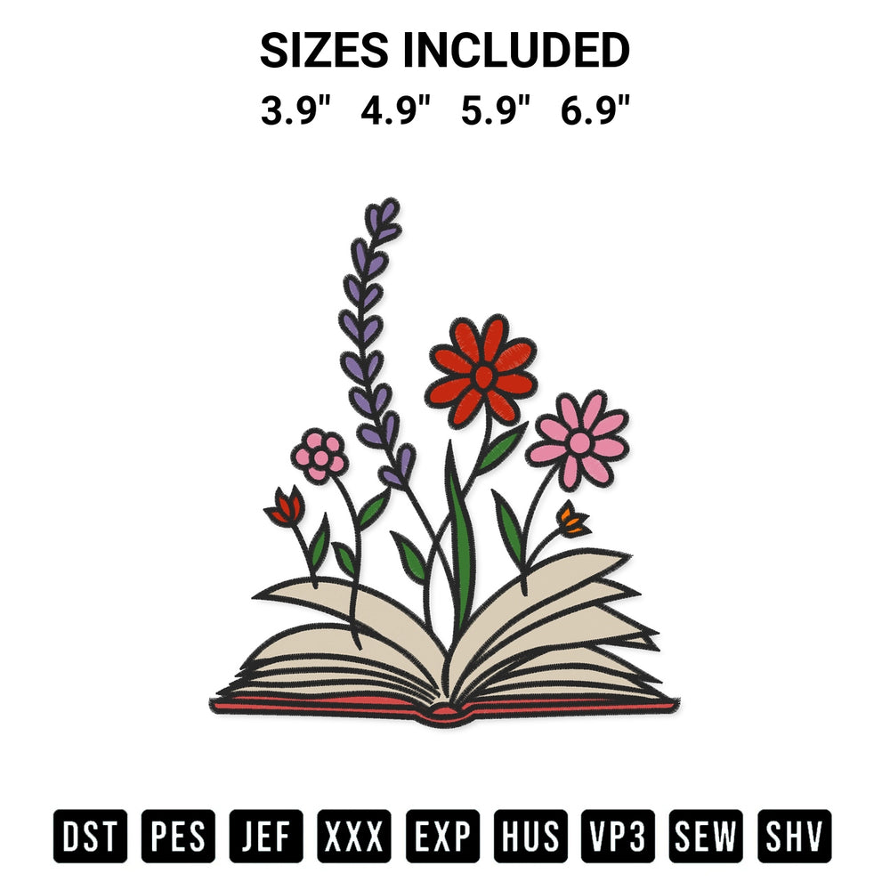 Transform your fabrics with the Book With Flowers Embroidery Design embroidery design. Instant access to premium digitized patterns at Designspacks.com. Available sizes: 3.9", 4.9", 5.9", 6.9".