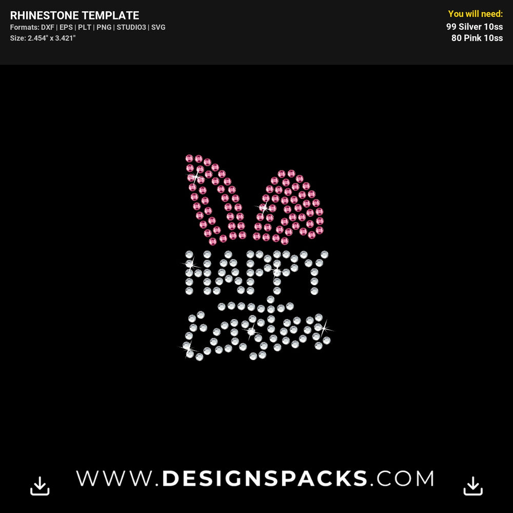 Happy Easter Mask Rhinestone Digital Template