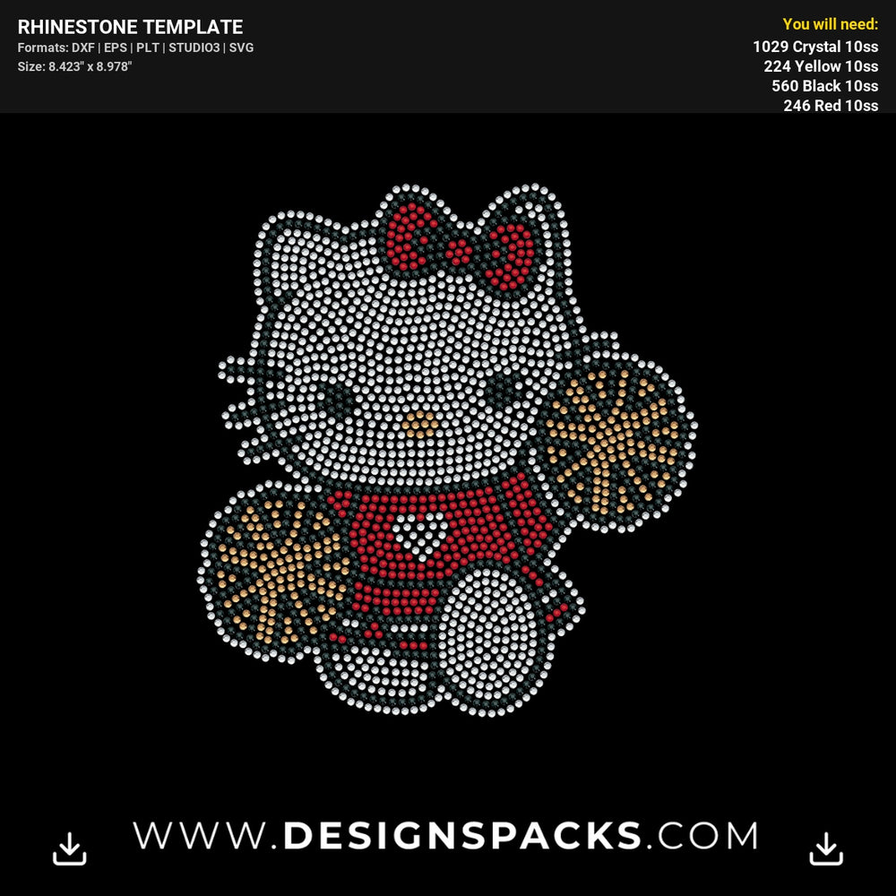 Cheerleader Hello Kitty Rhinestone Digital Template