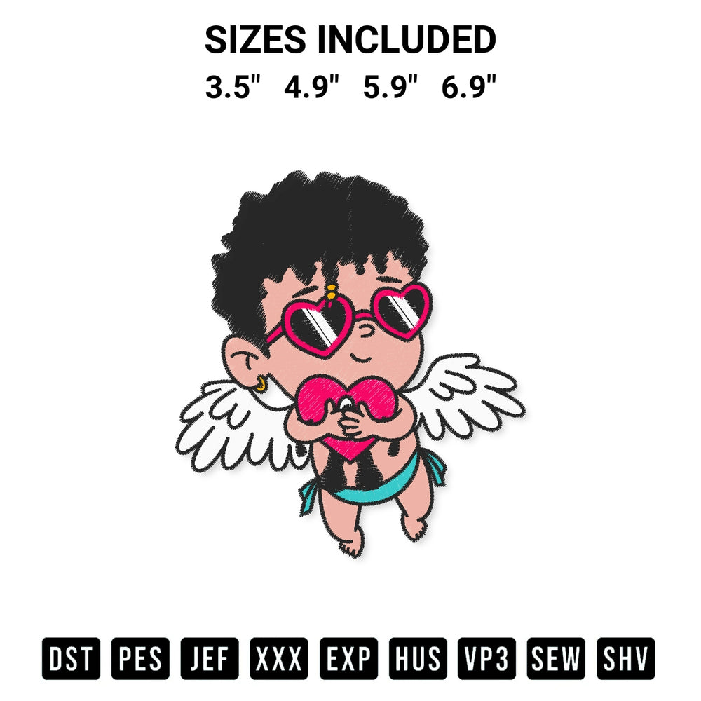 Transform your fabrics with the Baby Benito Cupid Holding Sad Heart Bad Bunny Happy Valentines Day Embroidery Design embroidery design. Instant access to premium digitized patterns at Designspacks.com. Available sizes: 3.5", 4.9", 5.9", 6.9".