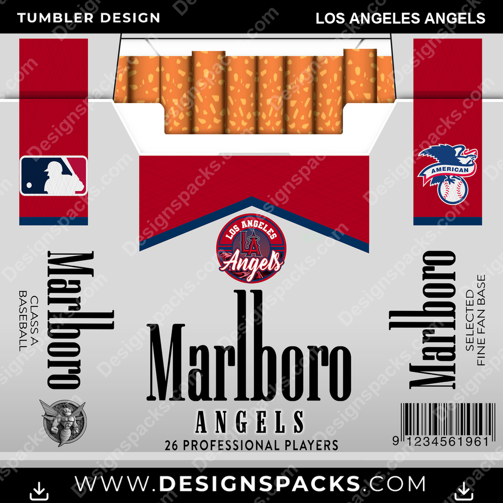Baseball Marlboro Los Angeles Angels Tumbler Digital Wrap Design