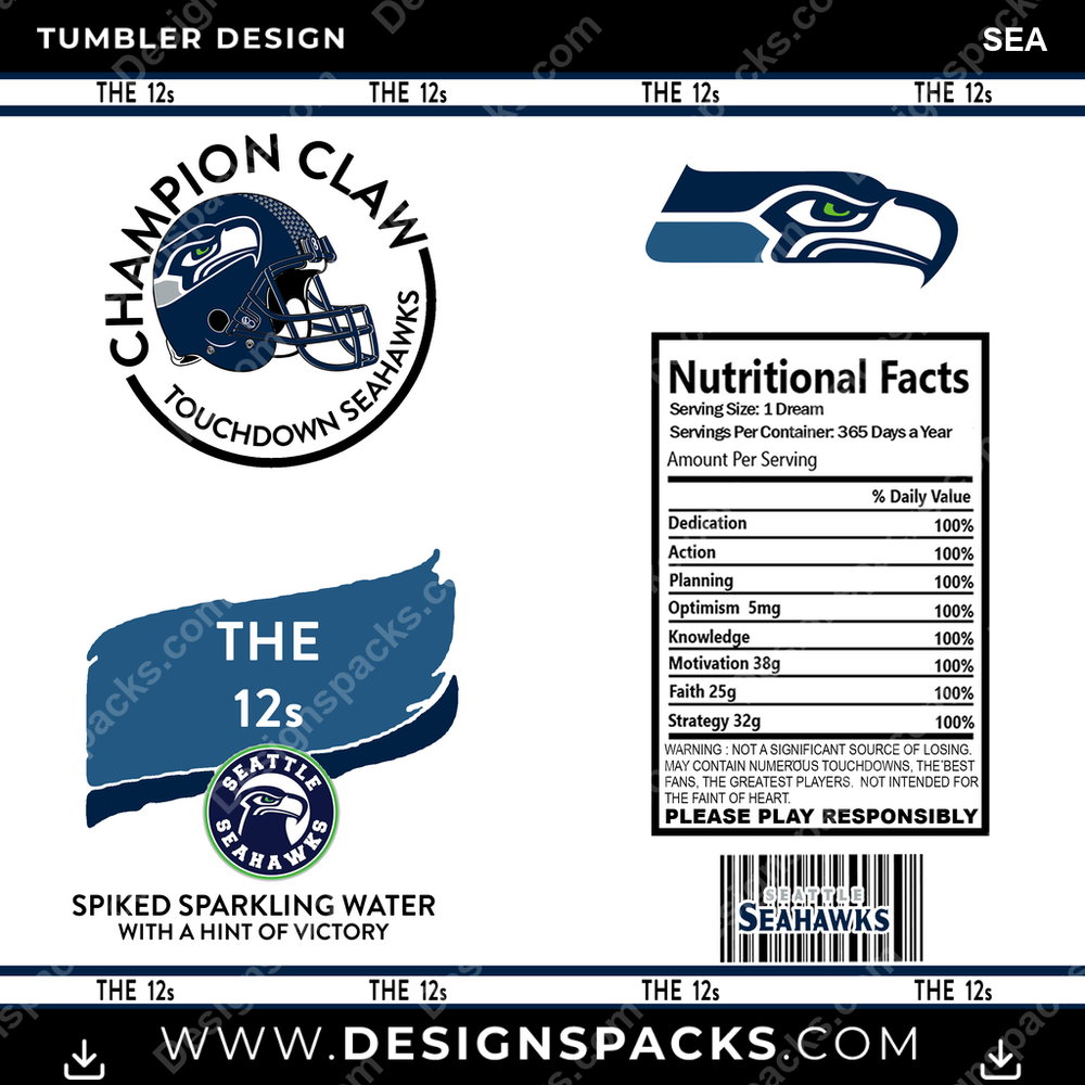 Football White Claw SEA Tumbler Digital Wrap Design