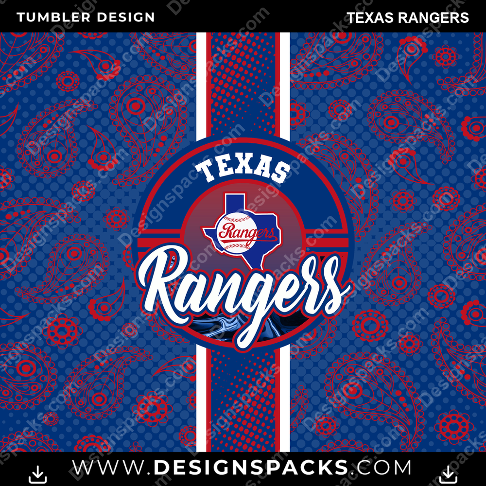 Baseball Handkerchief Texas Rangers Tumbler Digital Wrap Design