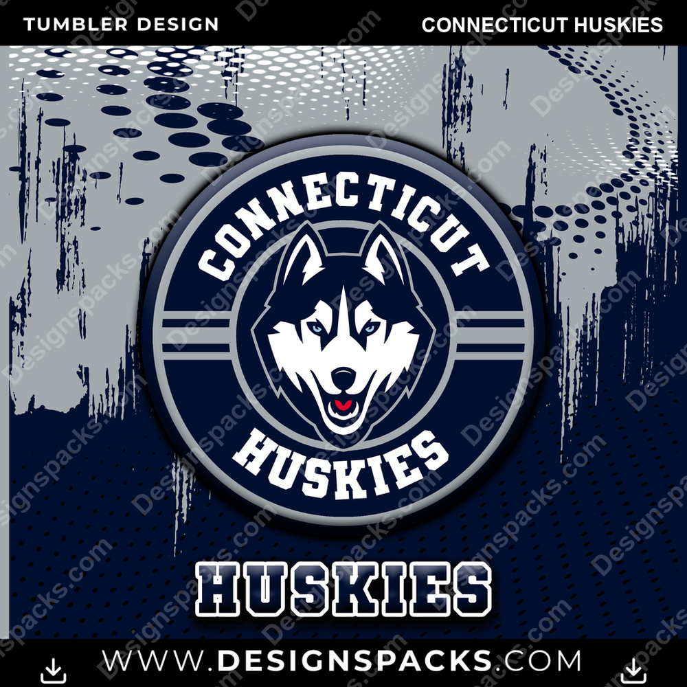 College Sport Dot Logo Connecticut Huskies Tumbler Digital Wrap Design