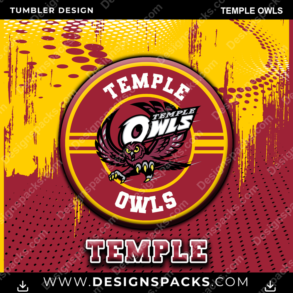 College Sport Dot Logo Temple Owls Tumbler Digital Wrap Design