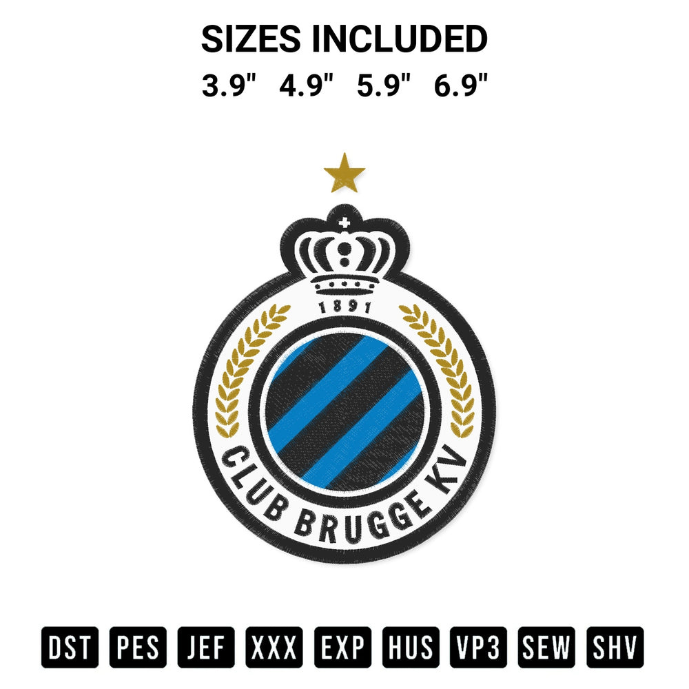 Download the Fc Club Brugge Logo Embroidery Design machine embroidery design exclusively at Designspacks.com. Premium digitized pattern for apparel and DIY crafts. Available sizes: 3.9", 4.9", 5.9", 6.9".