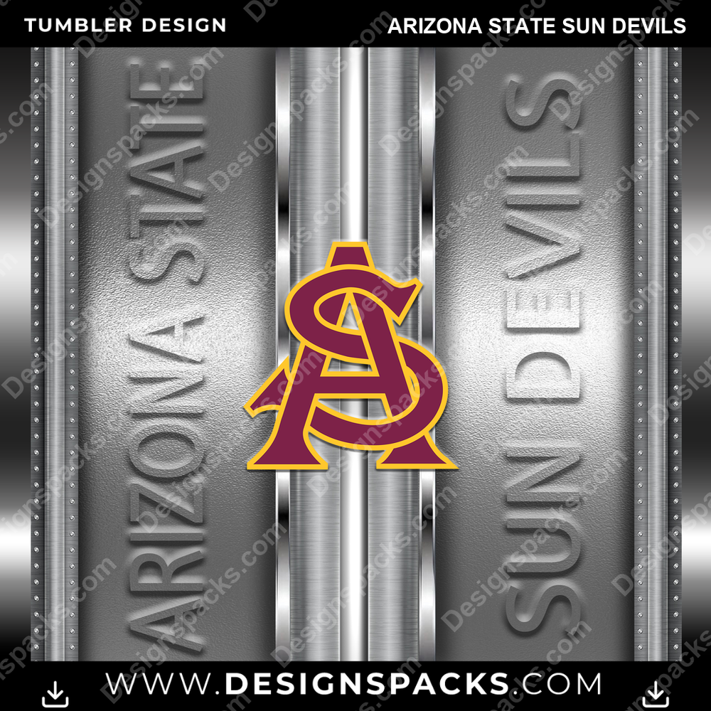 College Sport Metallic Arizona State Sun Devils Tumbler Digital Wrap Design