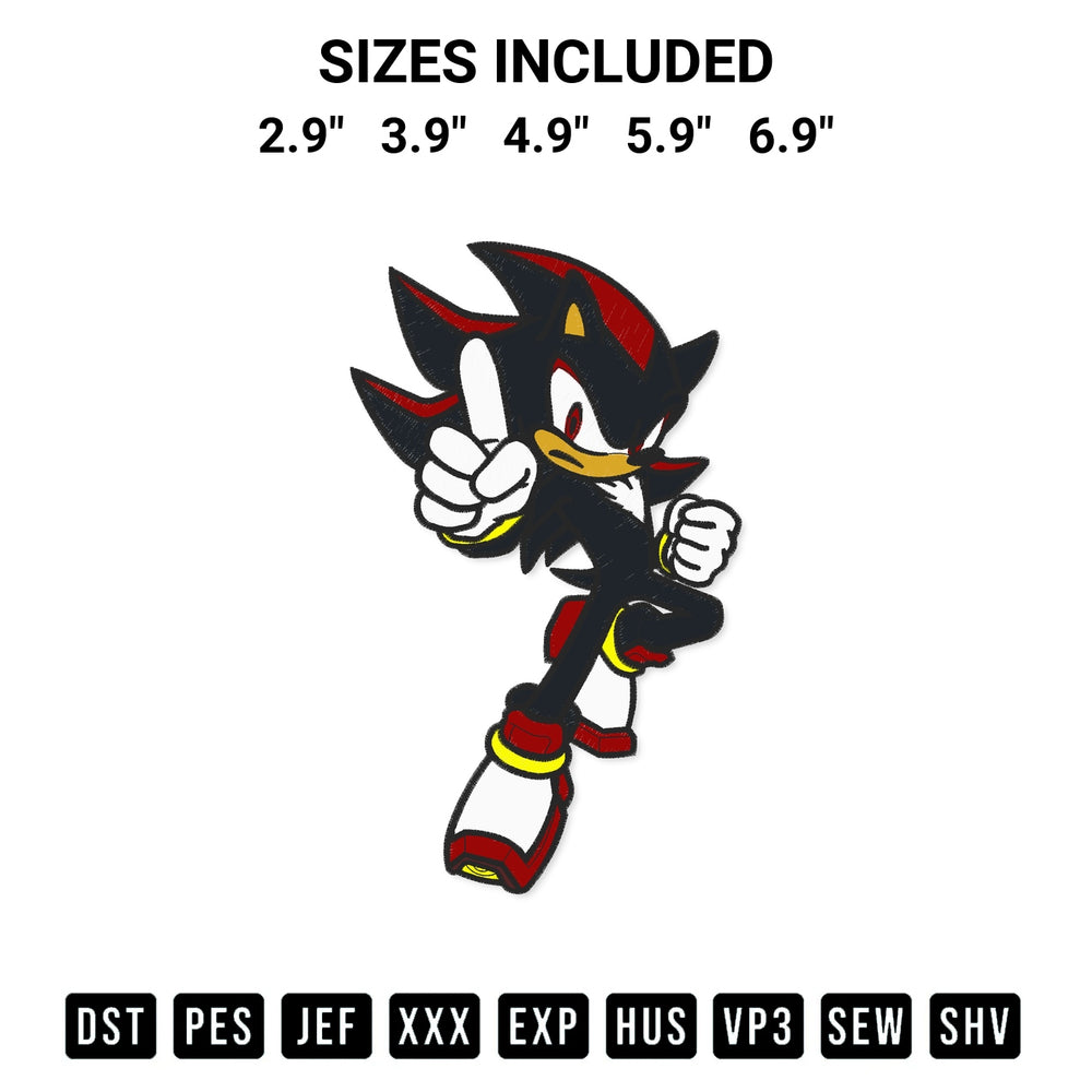 Elevate your next project with our Shadow The Hedgehog Embroidery Design embroidery file. Shop high-quality digital patterns instantly at Designspacks.com. Available sizes: 2.9", 3.9", 4.9", 5.9", 6.9".