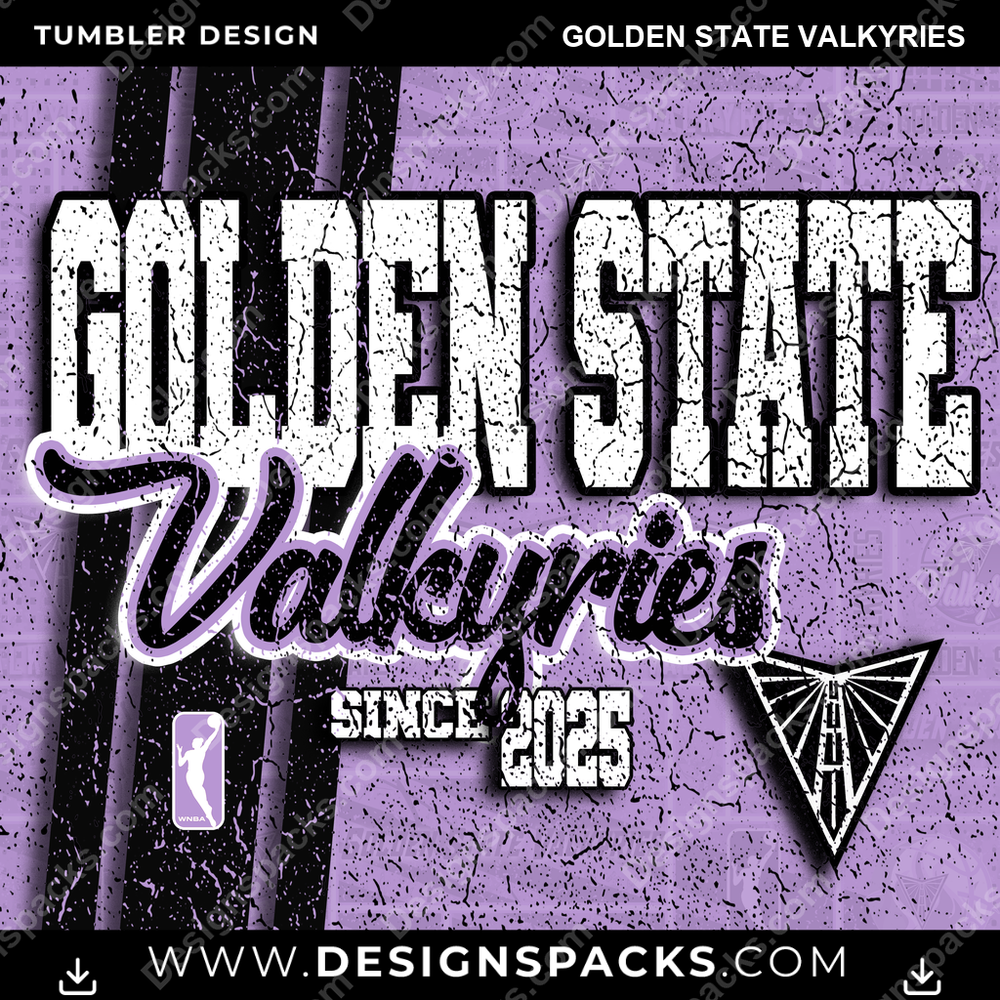 Basketball Grunge Golden State Valkyries Tumbler Digital Wrap Design