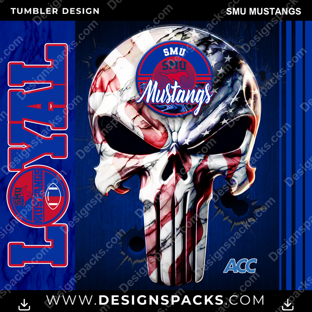 College Sport Loyal SMU Mustangs Tumbler Digital Wrap Design