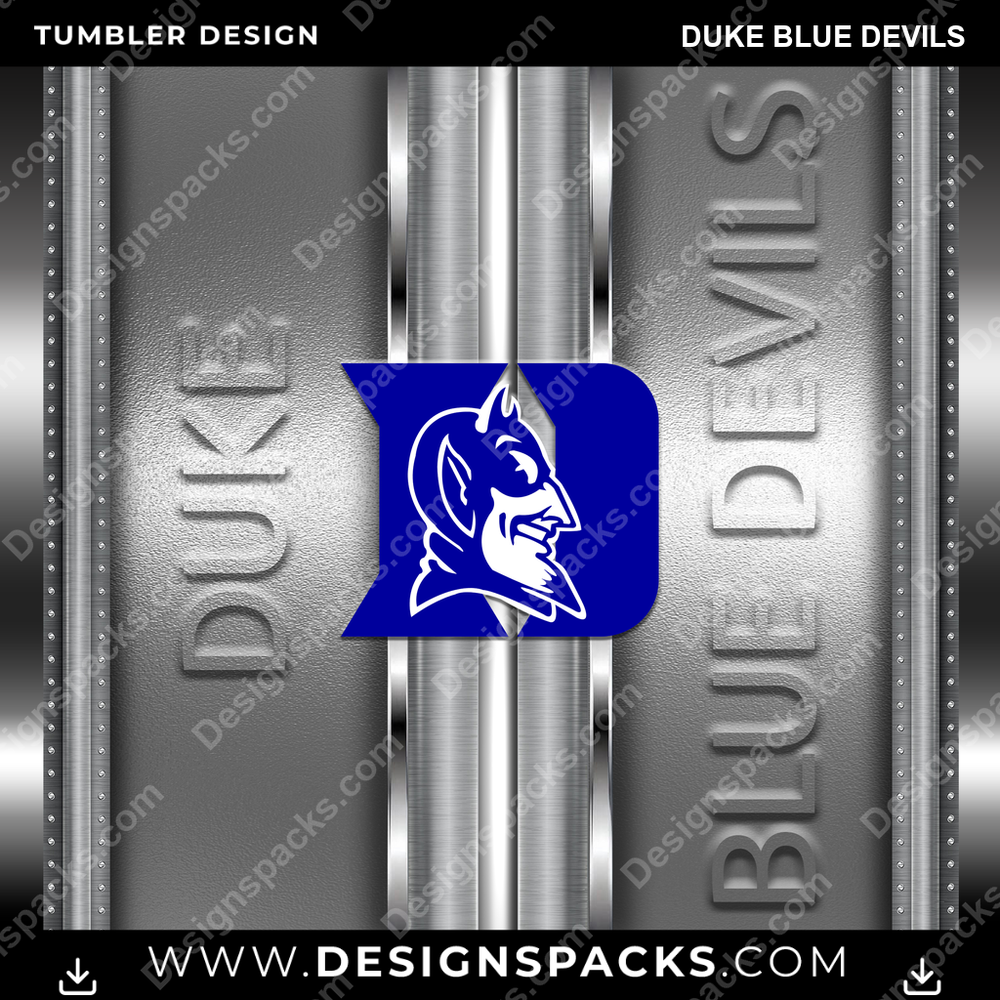 College Sport Metallic Duke Blue Devils Tumbler Digital Wrap Design