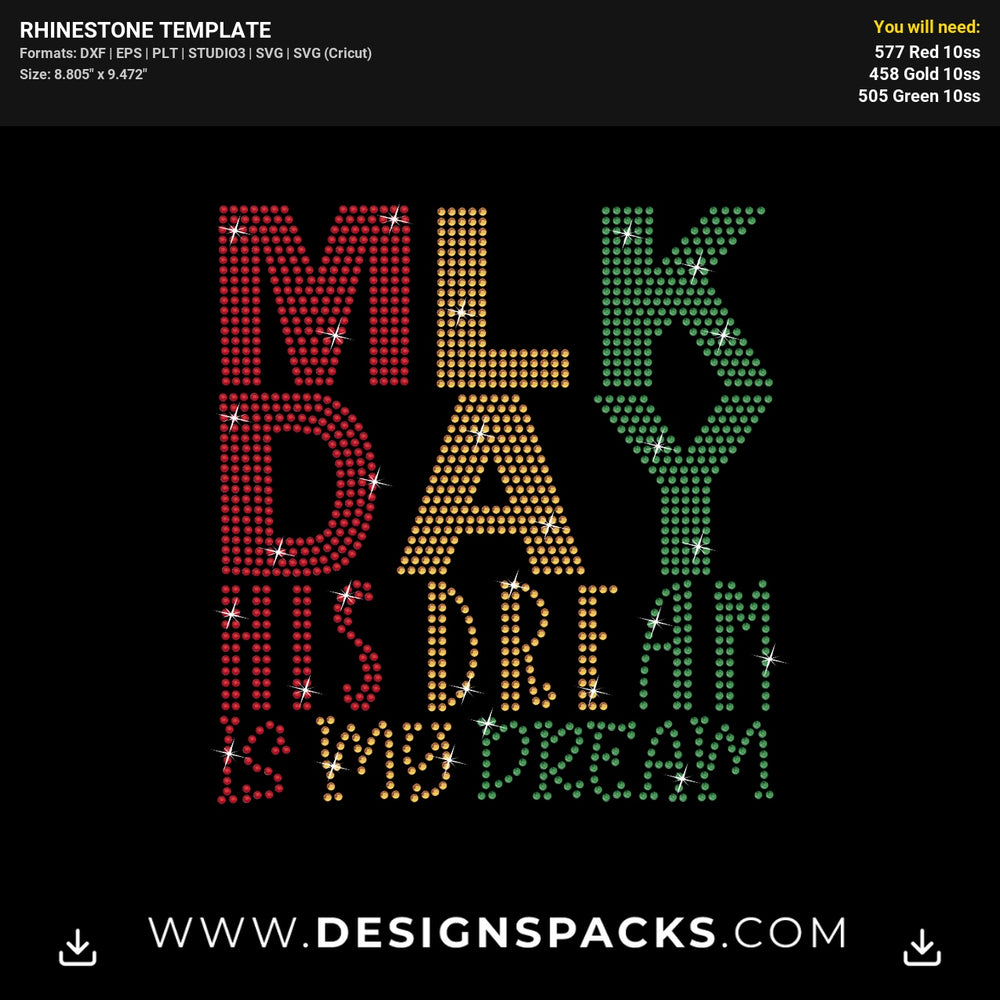 Mlk Day Dream Rhinestone Digital Template