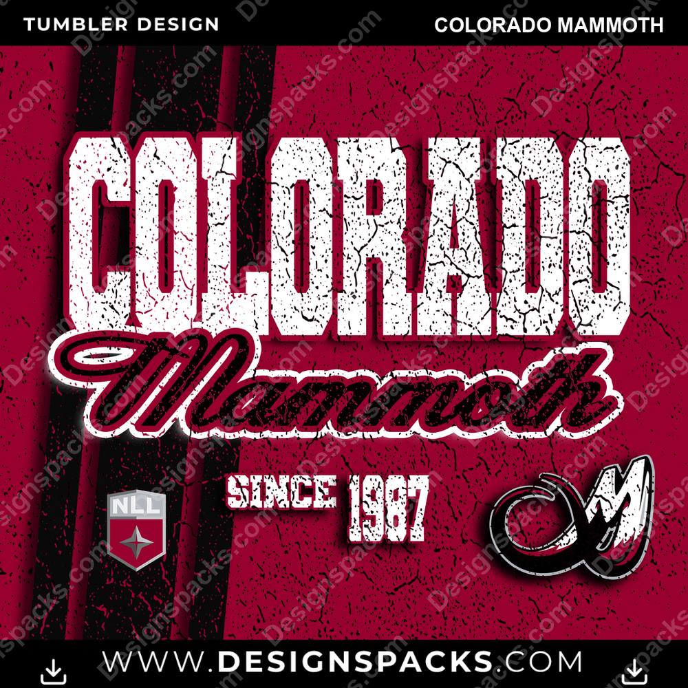 Lacrosse Grunge Colorado Mammoth Tumbler Digital Wrap Design