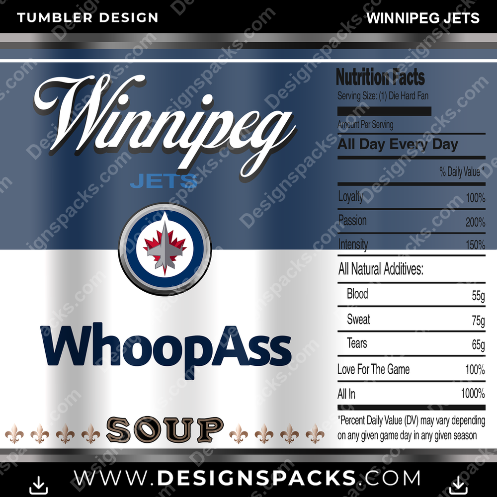 Ice Hockey Soup Can Winnipeg Jets NHL Hockey Tumbler Digital Wrap Design Download
