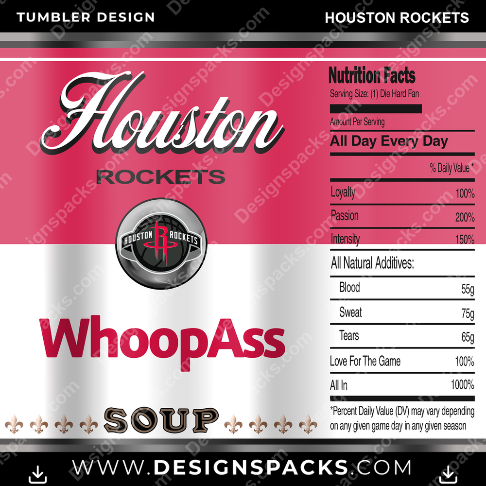 Basketball Soup Can Houston Rockets Tumbler Digital Wrap Design