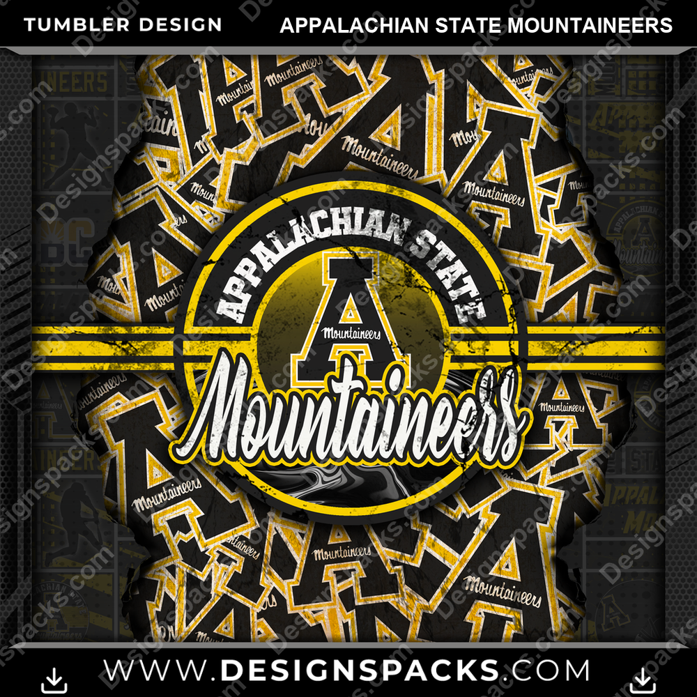 College Sport Ripped Appalachian State Mountaineers Tumbler Digital Wrap Design