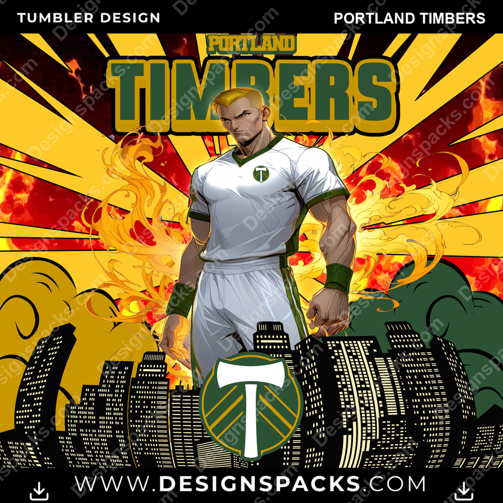 US Soccer Comic Cover Portland Timbers Tumbler Digital Wrap Design