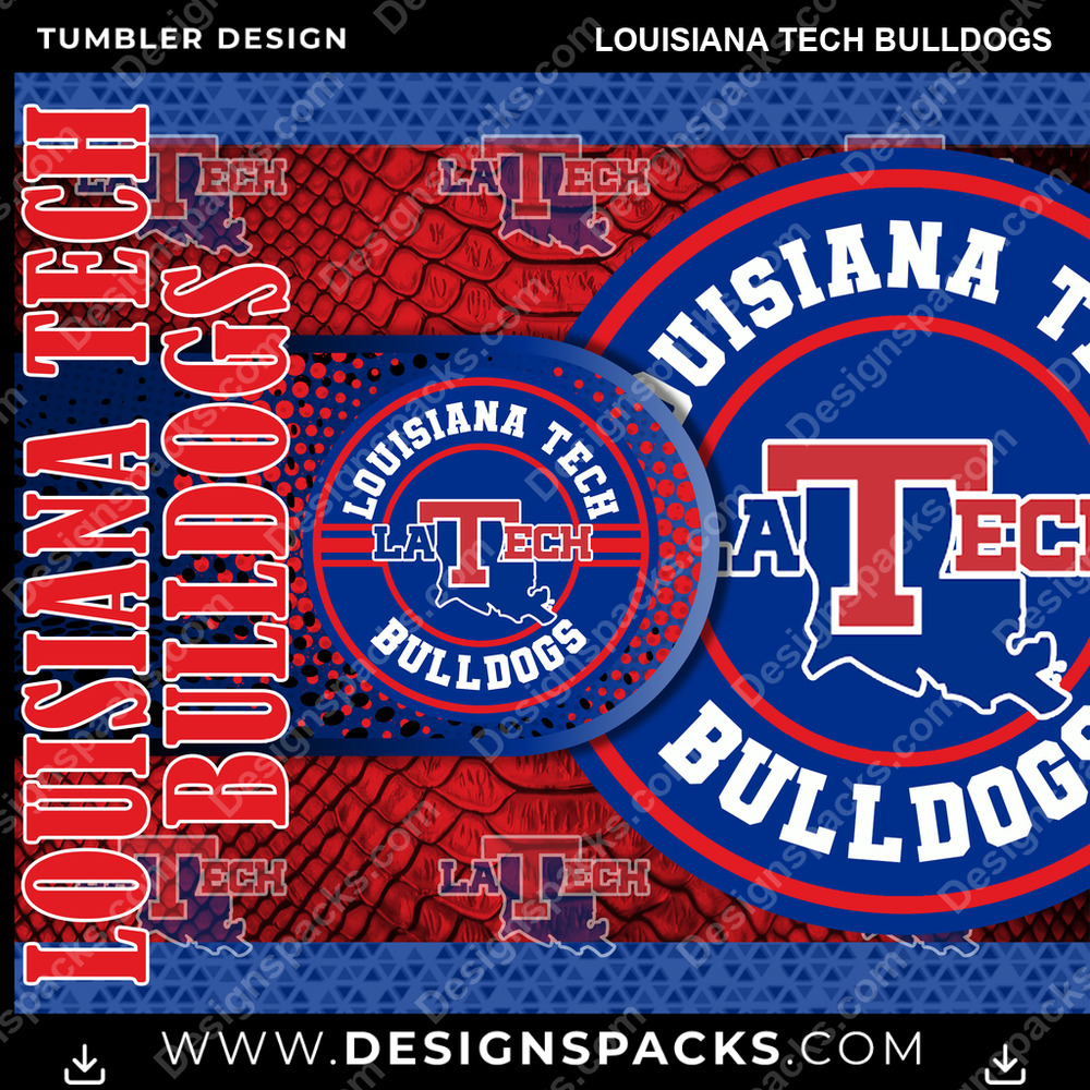 College Sport Hyper Louisiana Tech Bulldogs NCAA College Sport Tumbler Digital Wrap Design Download