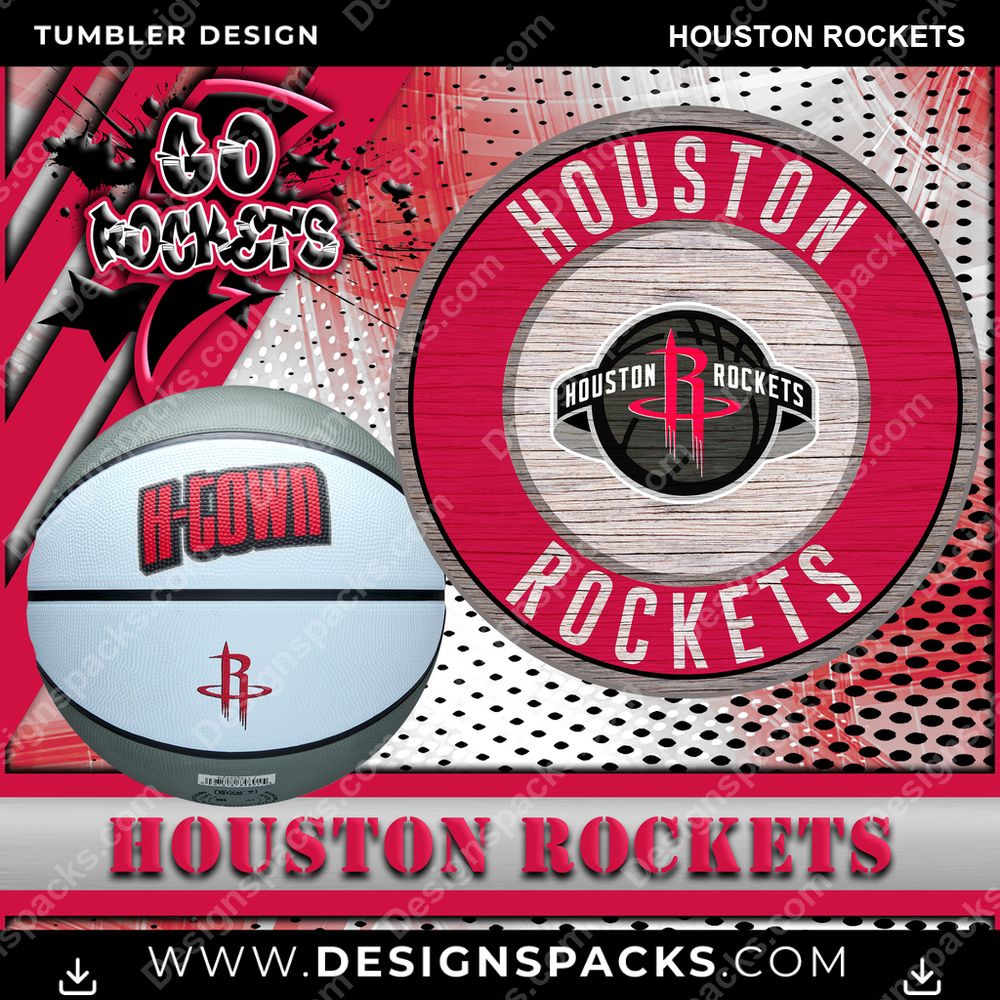 Basketball Go Team Houston Rockets Tumbler Digital Wrap Design