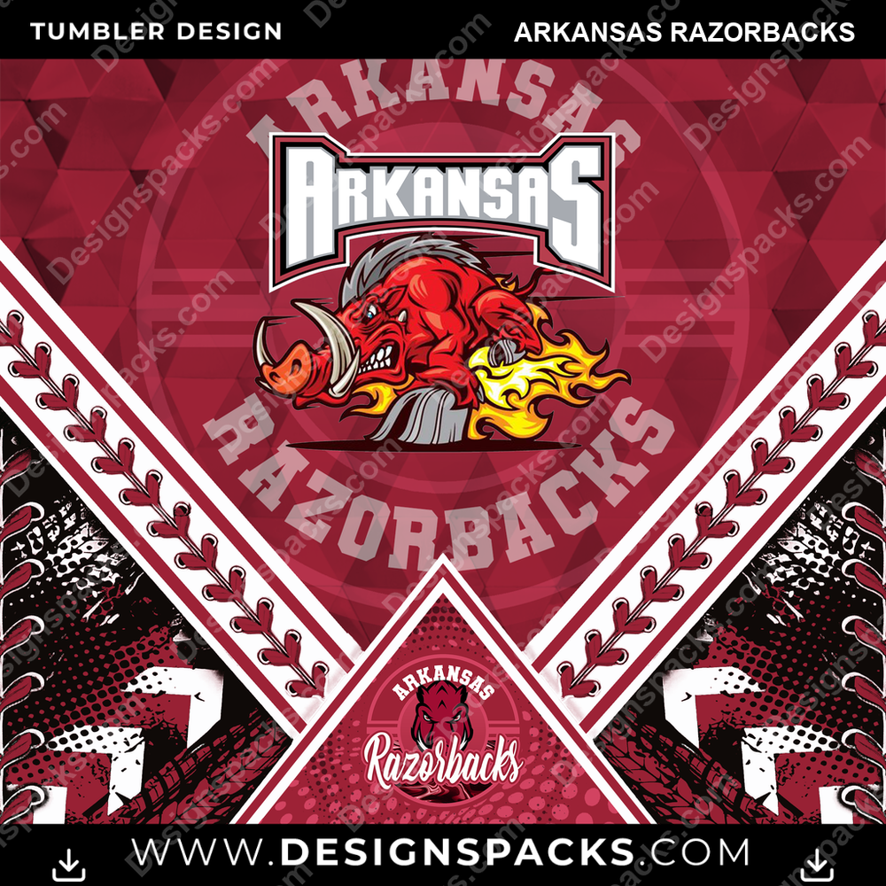 College Sport Diamond Arkansas Razorbacks Tumbler Digital Wrap Design