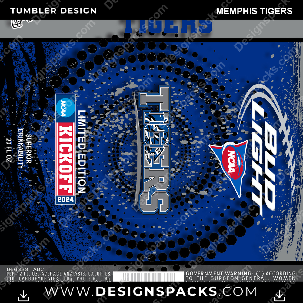 College Sport Bud Memphis Tigers NCAA College Sport Tumbler Digital Wrap Design Download