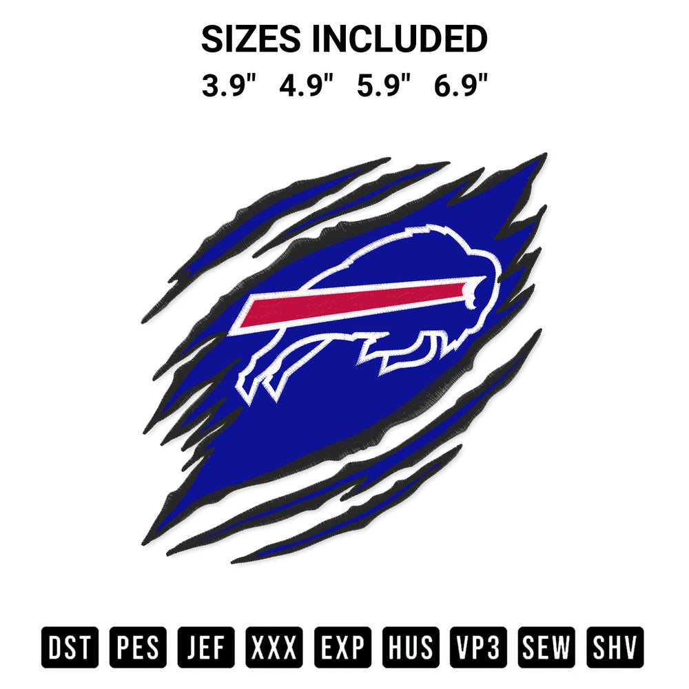 Looking for the perfect pattern? Download the Buffalo Bills Claws Embroidery Design embroidery design today at Designspacks.com. Crisp, clean stitching guaranteed. Available sizes: 3.9", 4.9", 5.9", 6.9".